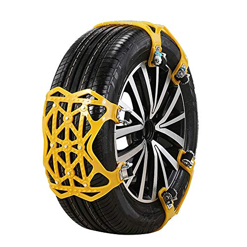Rockingtail 6Pcs TPU Snow Chains General Automobile Tire for SUV Off-Road Safety Chains Snow Mud Anti Slip Universal Car Suit Tyre,Yellow