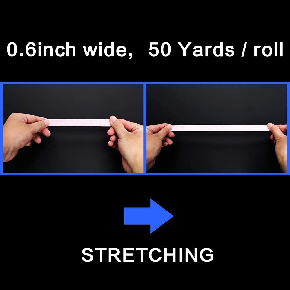 Teemico 50 Yard Foldover Elastic Ribbon - 15mm Beige Stretch Band For Hair Ties & Crafts