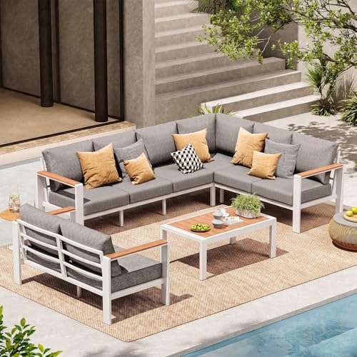 Image of Aluminum Outdoor Patio Furniture Set 8 Seats