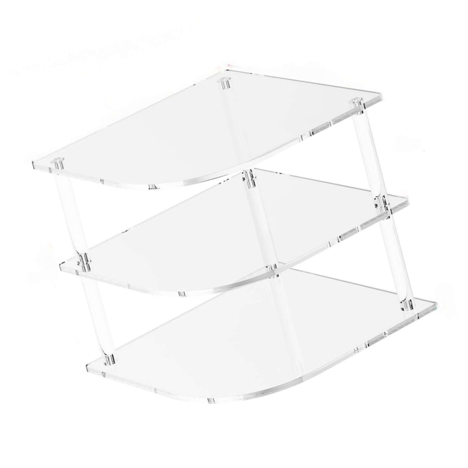 Msioytog 3 Tiers Acrylic Corner Shelf for Plates Bowls Space Saving Kitchen Cabinet Organiser Waterproof Storage Rack for Dishes Waterproof Acrylic Shelf