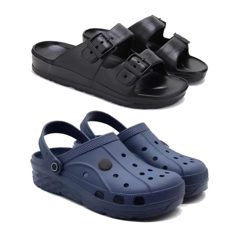 WINGSCRAFT Mens Rover Lightweight Comfortable| Slides|Clogs| Sandals with Adjustable Back Strap for Men Combo(AD)-3115-3097-8 Grey (B0CY5LWNLQ) Amazon Price History, Amazon Price Tracker