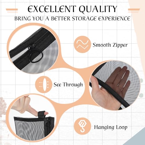4 Pack Small Cosmetic Bag for Purse,Small Mesh Bags,Mini Zipper Pouch,Balck Mesh Makeup Bag,Travel Pouches for Daily Toiletries Office Supplies & Cosmetics Accessories Organizer(2 Sizes)3
