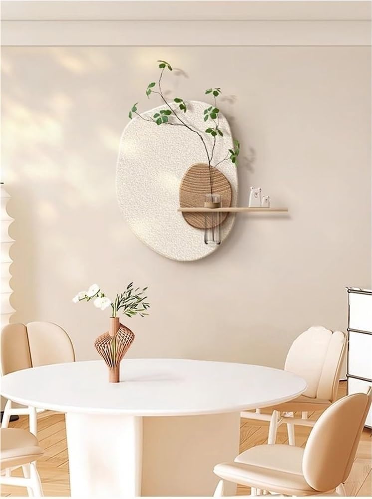 Ghyqwsld 3D Wall Art with Artificial Plants, Hanging Planter Wall Decor with Glass Vase, Greenery Wall Decor for Living Room, Restaurant, and Office, 18.1x19.7in(Brown,19.7x18.1in)