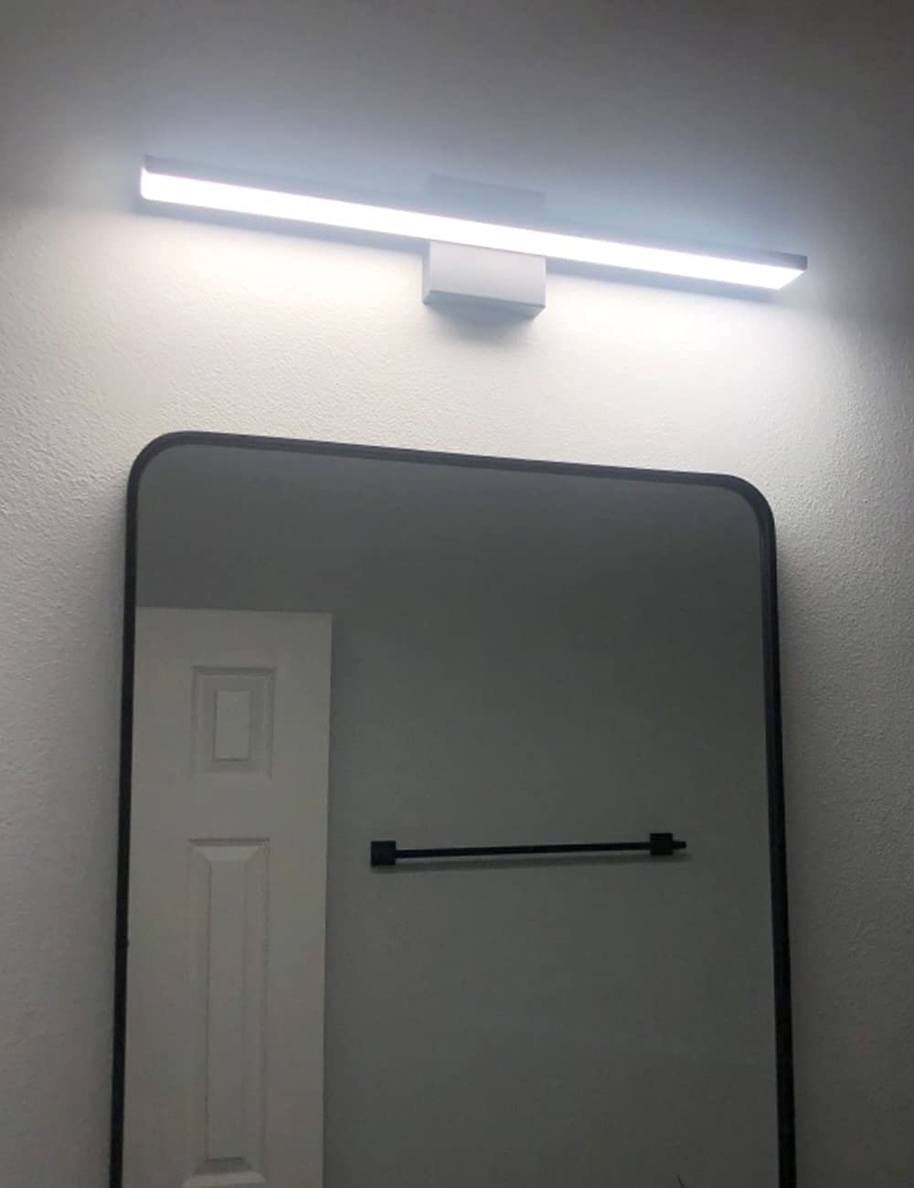 JUSHENG Bathroom Vanity Light Fixtures Aluminum & Stainless Steel Wall Mirror Vanity Light Fixtures for Bathroom & Bedroom Black Dimmable 24W 24" 6000K