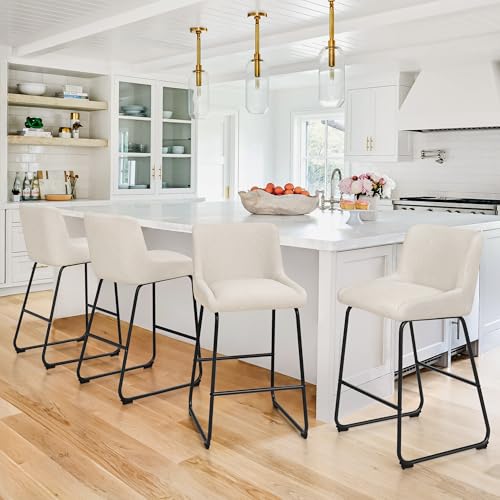 Comparison: Best Stool Height For 36 Inch Counter 10 LUE BONA 26 Inch Counter Height Bar Stools Set of 3, Linen Upholstered Barstools, Barstool with Back, Comfortable Bar Chairs, Modern Counter Stools for Kitchen Counter Island