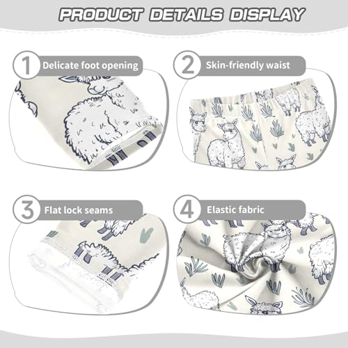 Alpacas Hand Drawn Girls Leggings Athletic Pants Tights Stretch Bottom3