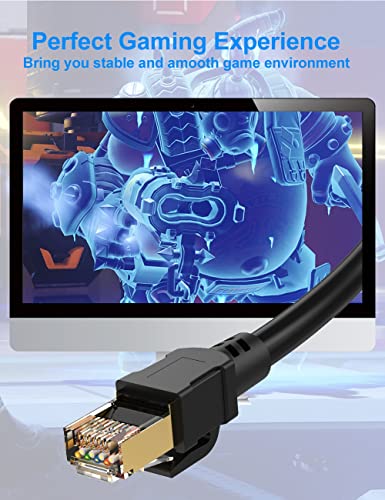 Image of BESTOR Cat 8 Ethernet 3M Cable, Indoor & Outdoor,High Speed Direct Burial 26AWG Cat8 Network Wire, 40Gbps 2000Mhz SFTP Patch Cord,Wall & Weatherproof RJ45 Multilayer Shielded Cable,Router /Modem /Xbox
