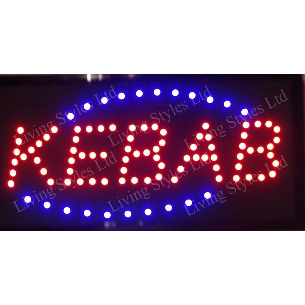 TrAdE Shop Traesio INSEGNA Luminosa A LED con Scritta Kebab con Ganci 50 X 25 CM 220V