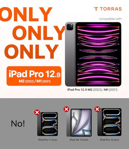 Image of TORRAS Ostand K1 Guardian for iPad Pro 12.9 inch Case 2022 M2 & 2021 M1, Ultra Stable Stand, Multiple Adjustable Viewing Angles, Slim Protective Kickstand iPad Pro 12.9 Case with Pencil Holder, Black