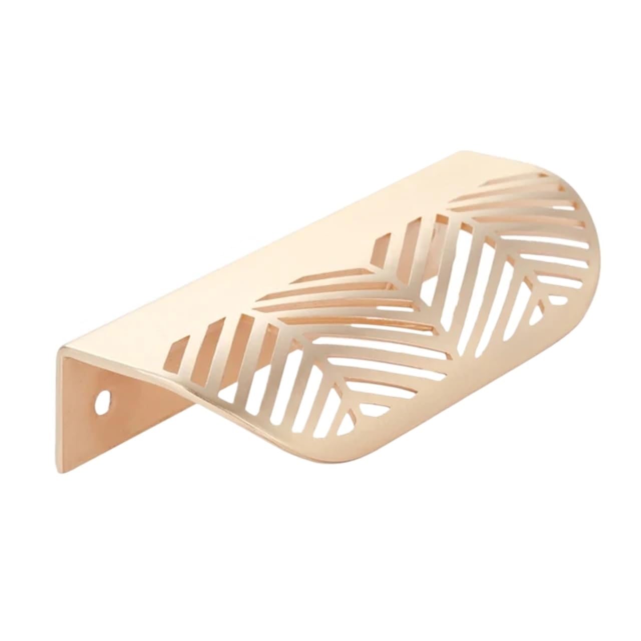 Mohuied Gold-Big Recessed Handle Modern Simple Leaf Shaped Concealed Handle Hidden Pulls Wardrobe Cupboard Wine Cabinet Furniture Drawer Knobs(Gold-Big)