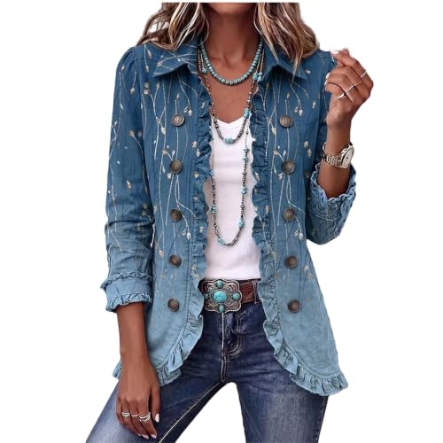 3/4 Sleeve Cardigan for Women Ruffle Open Front Warm Track Shirts - image 2