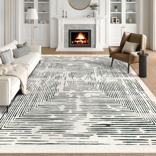 BLISSA Black White Striped Rug