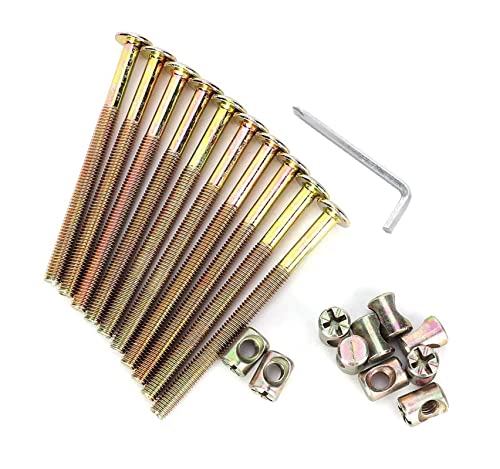 10 PCS M6*80mm Furniture Bolt Nut Set Zinc Plated Hex Socket Screw With L Type Wrench for Furniture Cots Beds Crib and Chairs (M6*80mm)
