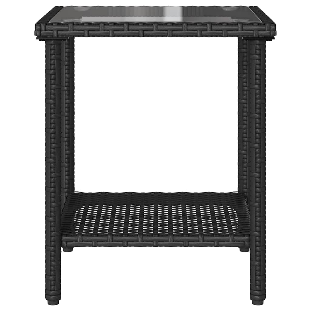 vidaXL Canapé de Jardin en L avec Table et Coussins Noir résine tressée