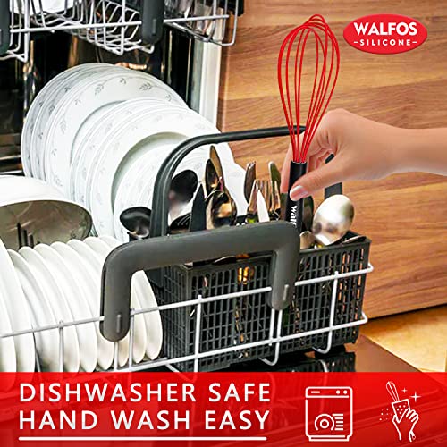 Silicone Whisk Set, Walfos 11'' Flat Whisk And 10'' Balloon Whisk For Blending Beating Stirring And Kitchen Cooking #TOP6