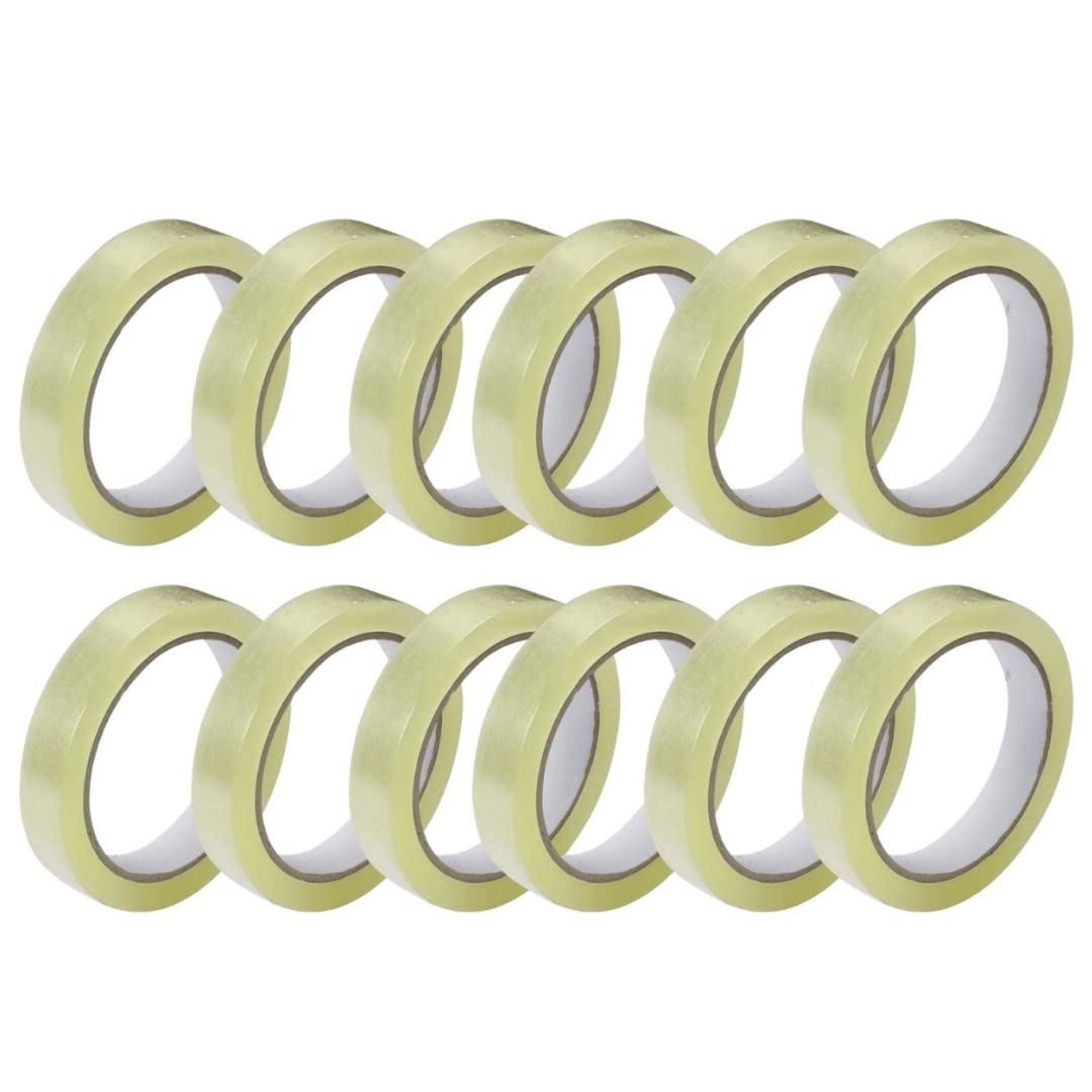 GTSE12 Pack of Cellotape, 24mm x 66m per roll, Gift Wrap Clear Tape for Christmas and Birthdays, Crafts, Packaging Sellotape, Parcel Tape, Compatible with Dispensers - 12 Rolls