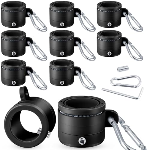 Kigley 8 Pcs Tangle Free Flag Pole Rings for 0.76-1.0 in Flag Pole with Metal Clip 360 Degree Free Rotating Adjustable Fastener Flagpole Mounting Swivel Ring for Independence Day Outside House(Black)