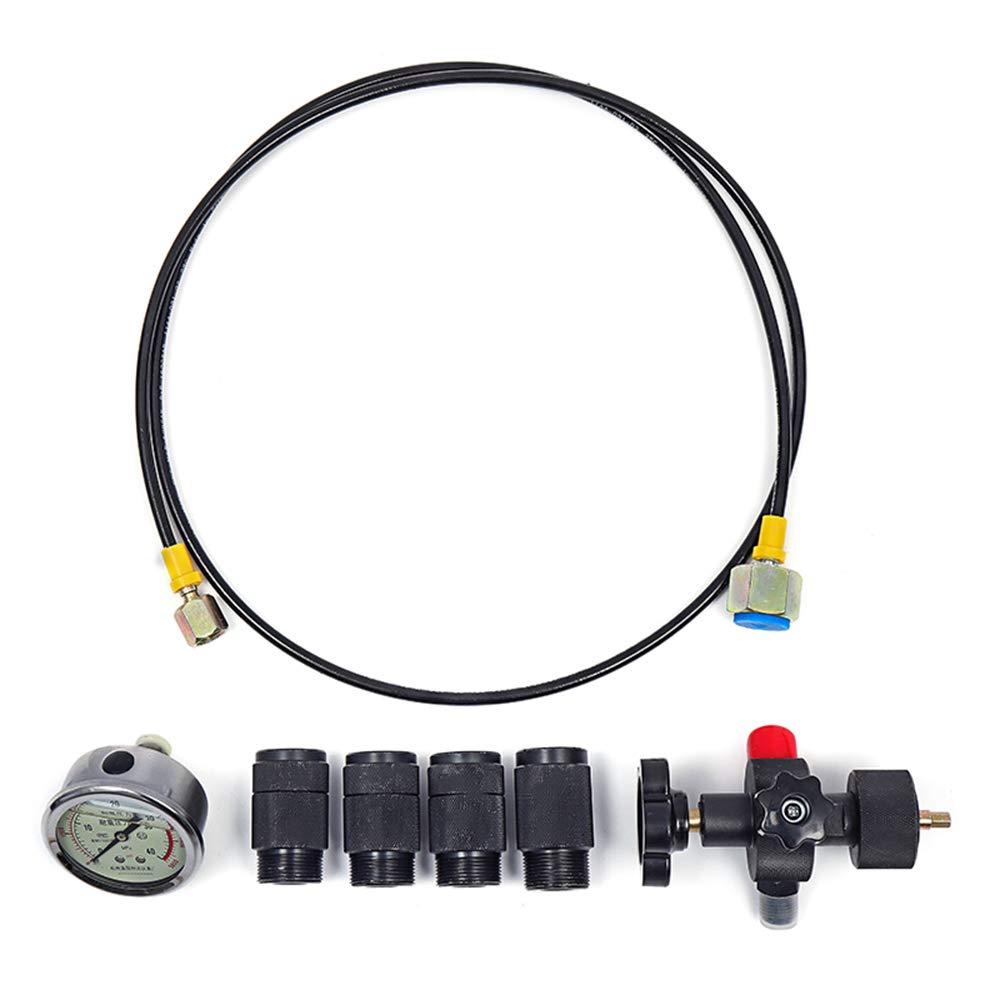 3500PSI hidráulico del acumulador de nitrógeno, uprateds 250bar llenado a presión la válvula de gas Kit de prueba, 5 en 1 herramienta inflable nitrógeno con 4 piezas adaptador y caja almacenamiento