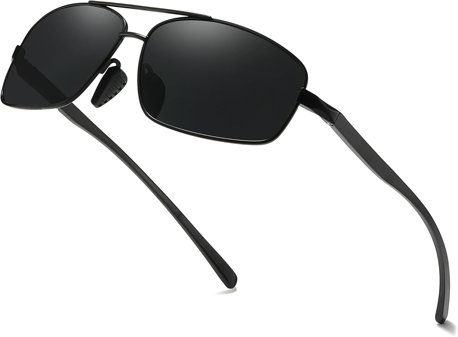 Myiaur Polarized Sunglasses for Men, Trendy Double Bridge Rectangle Frame, UV400 Protection, Ideal for Drivng & Daily Use