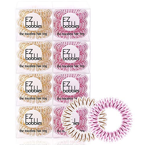 EZbobble 24PCS Spiral Hair Ties No Crease, Coil Hair Ties for Women and Girls Plastic Hair Ties Spiral Multicolor Series