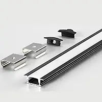 Perfil De Led Embutir 24mm Slim 2m De Aluminio Para Gesso (PRETO)