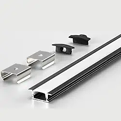 Perfil De Led Embutir 24mm Slim 2m De Aluminio Para Gesso (PRETO)