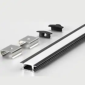 Perfil De Led Embutir 24mm Slim 2m De Aluminio Para Gesso (PRETO)