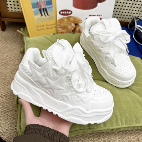 Cute Star Shoes for Women Chunky Platform Lace-up Comfortable Slip-Resistant Lightweight Soles Casual Sneakers Kawaii Y2K Retro Pretty Pastel Gifts for Girls2