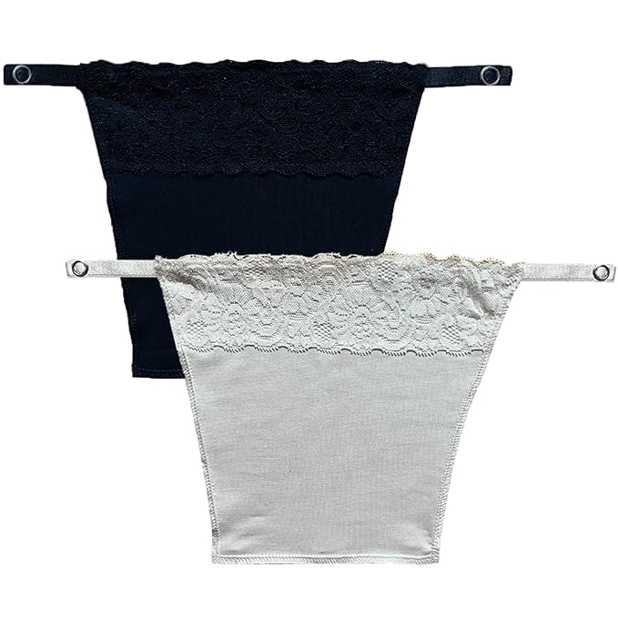 Cleavage Cover Cotton Clip on Mock Camisole. Set of 2