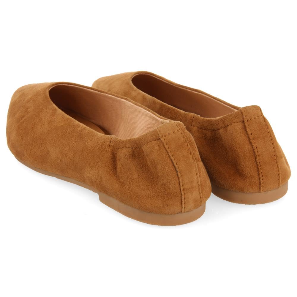 GIOSEPPO Bailarinas DE Piel Color Cuero con Punta Fina Y TALÓN Fruncido para Mujer