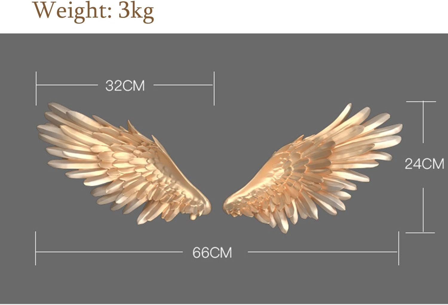 Arte de Pared con alas de ángel, un par de alas de ángel Grandes, Escultura de Pared Moderna de alas de ángel 3D FRP, para decoración de Sala de Estar, Dormitorio y Hotel,Gold