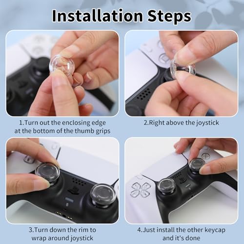 Image of PERFECTSIGHT Liquid SiliconeThumb Grip Caps for Switch 2 2025, PS5, PS4, Xbox Series X /S, Xbox One, Switch PRO Controller, 4PCS Soft Analog Thumbsticks Grips Joystick Cover Set (Clear)