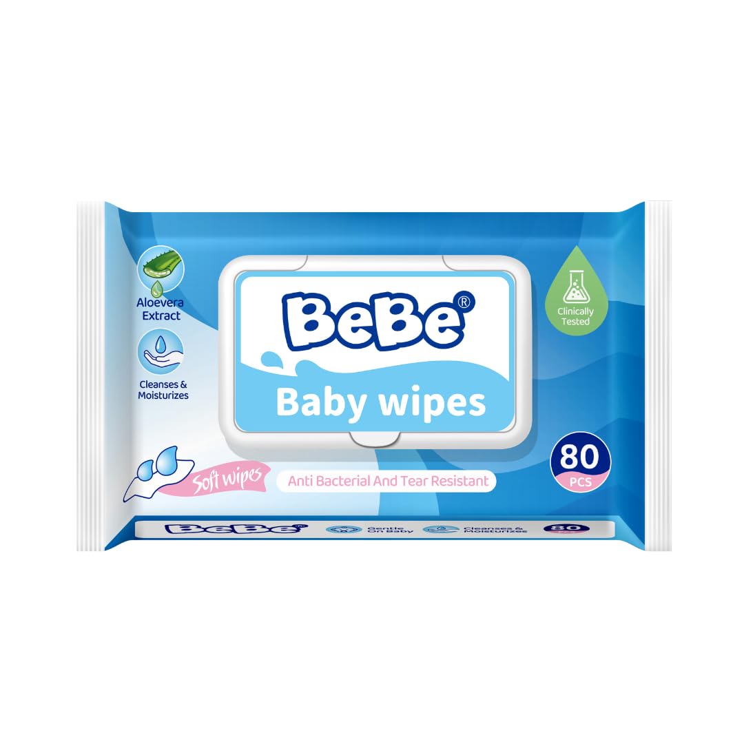 BEBE Premium Baby Wipes With Aloe Vera |Zero Alcohol | Soft And Gentle | Refreshing Scent | Extra Safe Production - Blue color ((80 Count (Pack of 3))-image-15