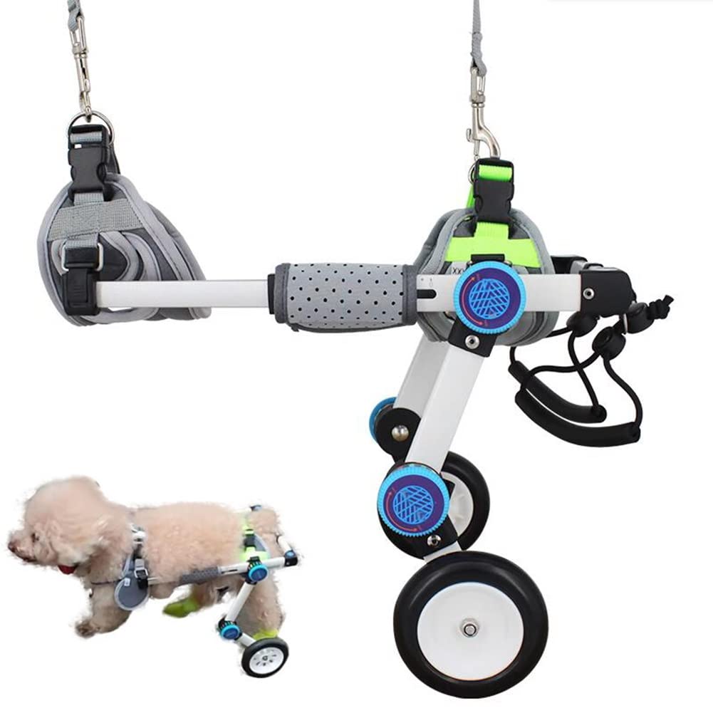 Hunderollstuhl, Verstellbarer Aluminium-Hunderollstuhl für die Rehabilitation der Hinterbeine, Leichter Rollstuhl für behinderte kleine Hunde, Hündchen, Welpen, Katzen (Size : XXXS)