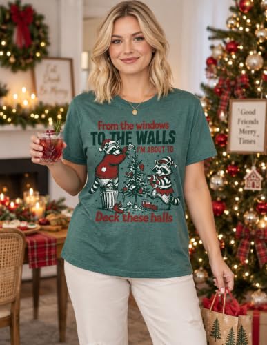 Christmas T Shirt for Women Funny Merry Xmas Holiday Short Sleeve Tee Tops - image 2