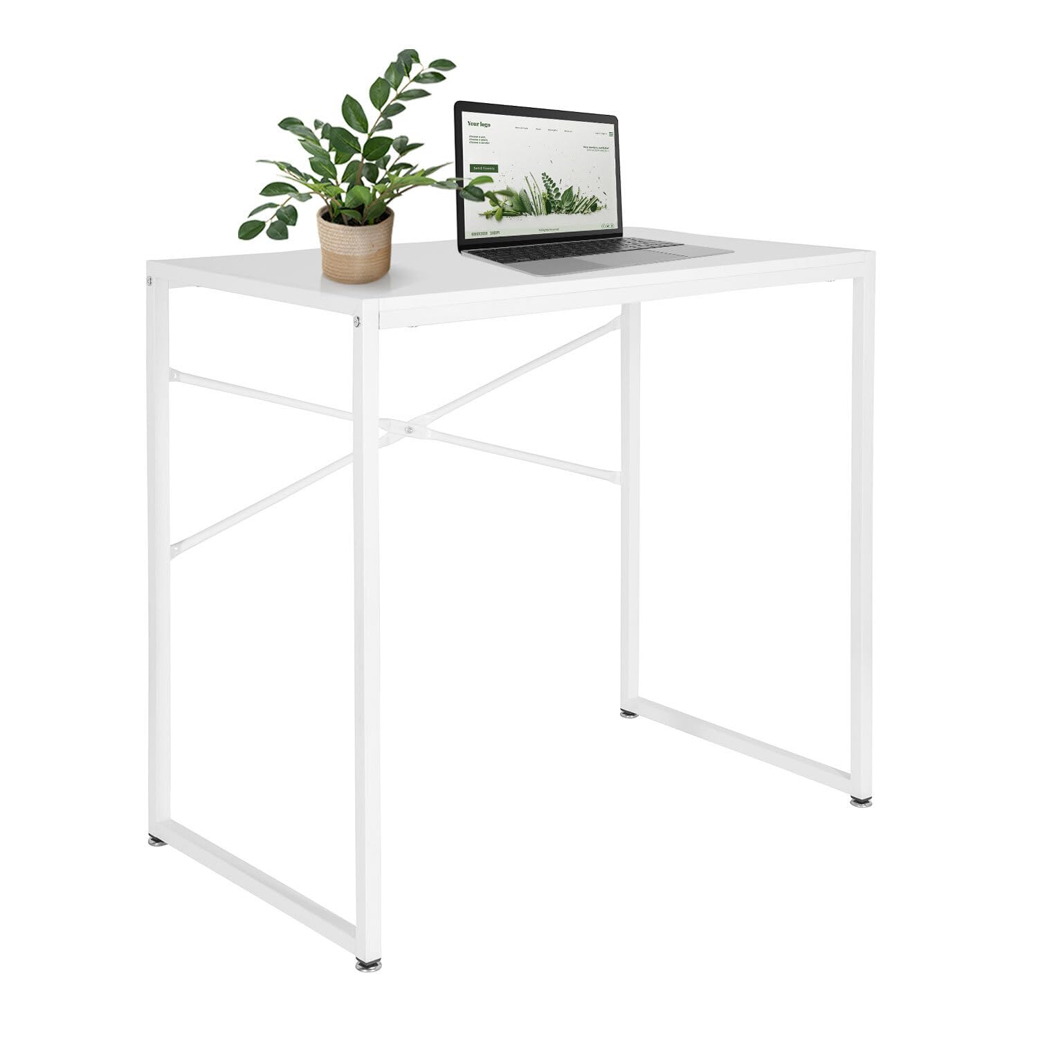 hjh OFFICE 830071 Escritorio Blanco Easy UP H I 78x46 cm, Mesa Auxiliar, Escritorio de Ordenador Moderno, Mesa de Trabajo