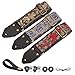 Nefelibata Guitar Strap,Jacquard Embroidery Cotton Guitar Straps with Crazy Horse Leather Ends for Bass, Electric & Acoustic, Best Gifts for Kids, Guitarists(Golden flower embroidery)