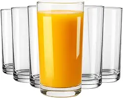 Conjunto de 6 Copos de Vidro Transparente, Liso, Altura 12,5 cm, Capacidade 240 ml, Para Agua, Suco, Refrigerante