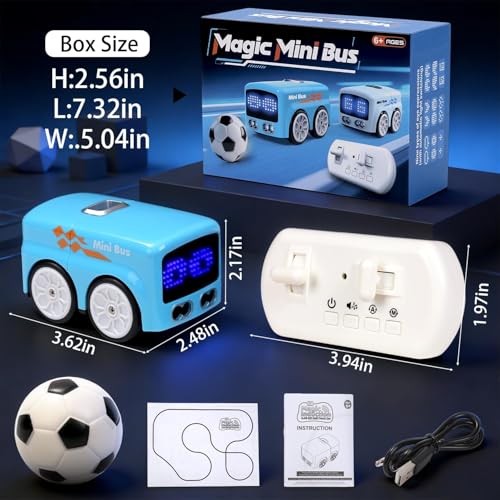 Image of Magic Mini RC Bus, 2.4 GHZ Inductive Car that Follows Drawn Line, Interactive Magic Mini Bus with Gestures Follow & Escape Modes, Idea Present for 6+ Kids Boys Girls and Adults (Blue)