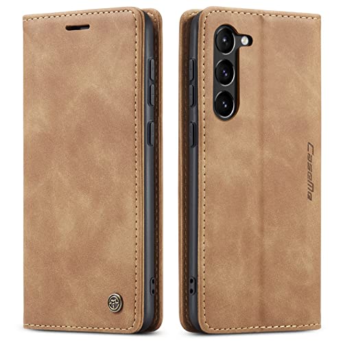 FCOZCKLOM Compatible with Samsung Galaxy S23 Wallet Case with Card Holder, Kickstand Protective Flip Folio Leather Case Wallet for Samsung Galaxy S23 6.1 inch (Brown)