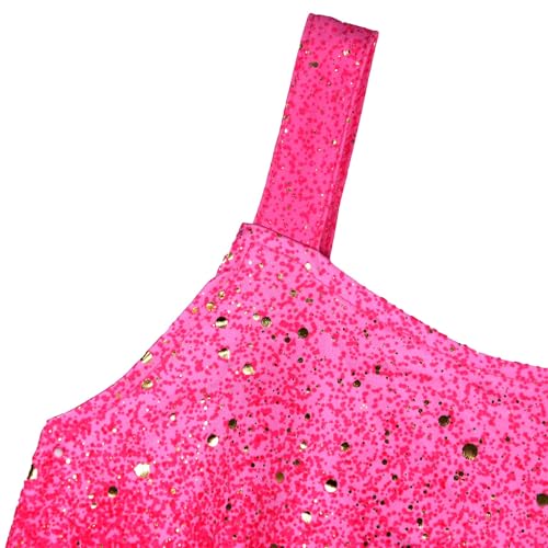 Image of Girls Sparkly 2 Pieces Outfit Kids Crop Top and Skirt Set Music Party Costume Birthday Gift