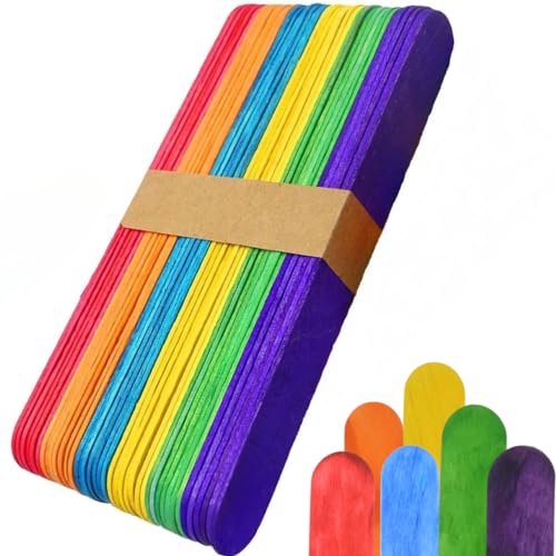 Lollipop Sticks for Craft 50 Jumbo Coloured Lolly Sticks Wooden 150mm