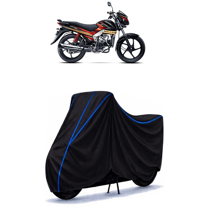 Image of BS4 Bike Cover Water Resistant Universal Motorcycle Rain | Heavy Duty UV Protection, Dust, Scratch Indoor Outdoor All Weather with Black Blue Piping Elastic
