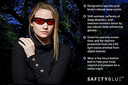 Image of Sleep Savior Deluxe Red Lens Night Glasses - Blue & Green Light Blocking Glasses for Better Sleep /Increase /Eliminate Eye Strain /