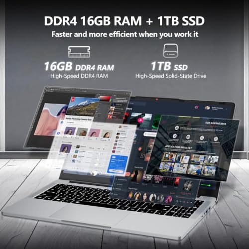 Image of 2026 Laptop, 15.6 Inch Laptop Computer with Ryzen 5-5500U Processor (up to 4.0GHz), 16GB RAM 1TB SSD, Win 11 Pro, WiFi 5, BT 5.1, Backlit Keyboard Portable Lap Top for Business