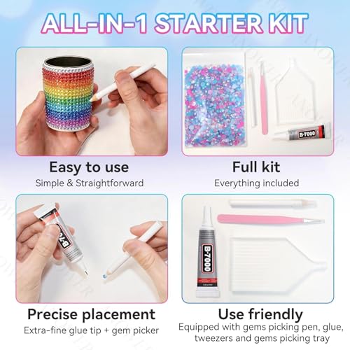 16000 Pcs Mixed Blue Pink Resin Flatback Rhinestones for Bedazzling Kit, 2-6mm Flatback Resin Gems for Crafting, Bedazzling Kit for Crafts DIY Face Makeup Tumblers - Thumbnail 6