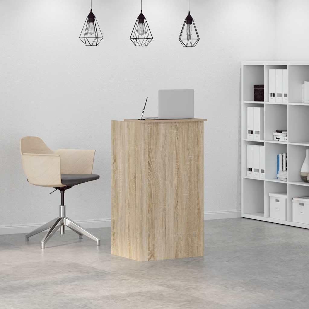 Bancone per ricevimento, in rovere Sonoma, 55 x 50 x 103,5 cm, con scaffale, spazio per ufficio, home office, postazione di lavoro per computer, segretario versatile, design ergonomico