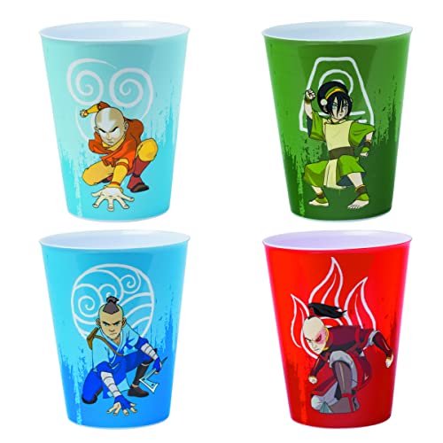 Silver Buffalo Avatar personaje símbolo poses 4 piezas de plástico mini taza juego, 1.5 oz
