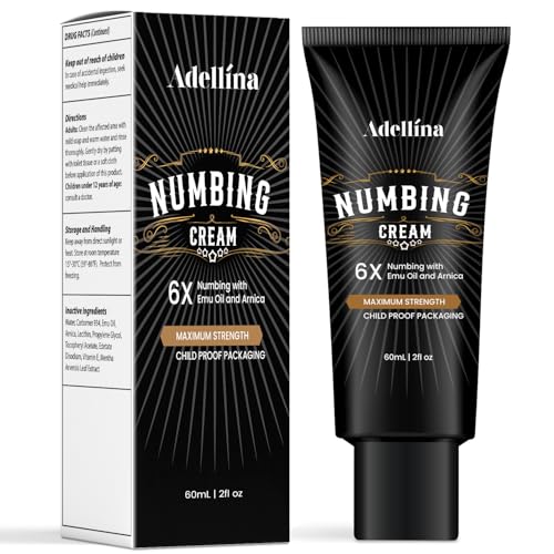 Adellina Numbing Cream Maximum Strength: Long Lasting Extra Soothing with Arnica and Emu Oil 2OZ/