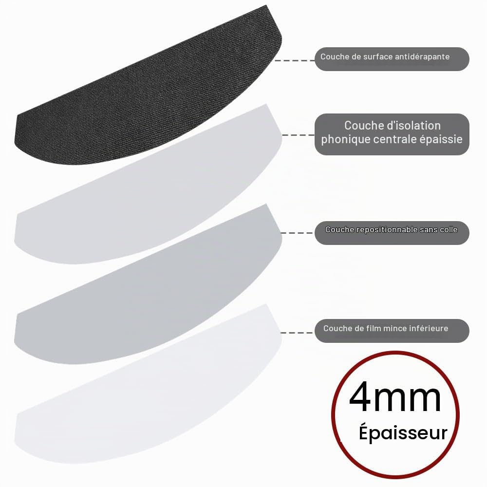 OHMG Lot de 15 Marchettes d'Escalier Antidérapant,Silencieux Tapis de Protection Autocollants,Sécurité pour Enfants,Personnes Agées et Animaux Domestiques,avec Adhésif Réutilisable